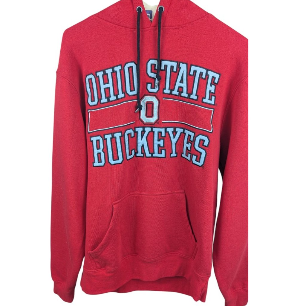 Ohio State Scarlet And Gray Hoodie Unisex Medium Embroidered Lettering Pullover